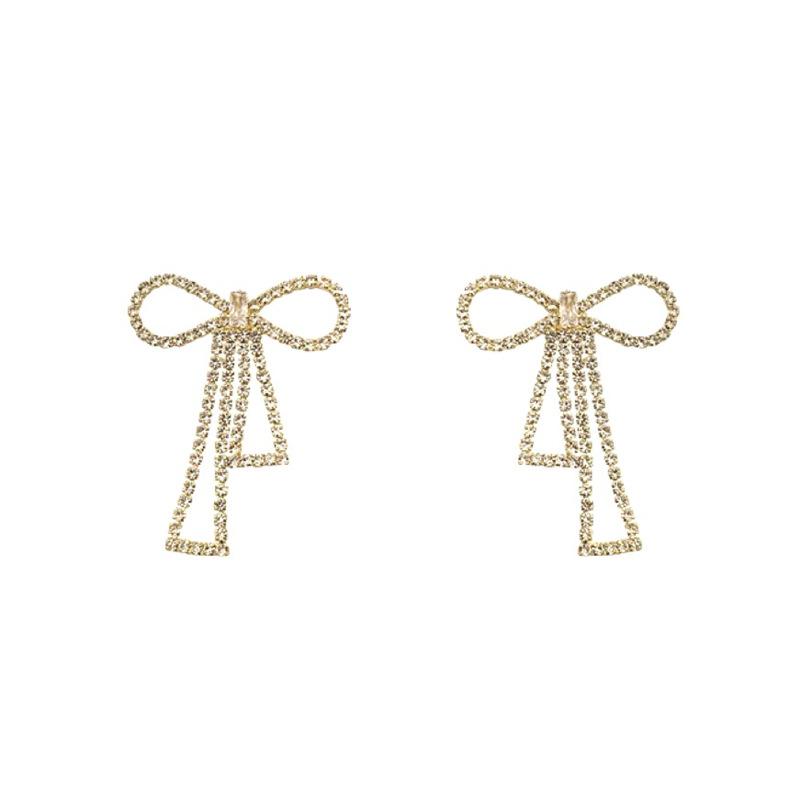 Stud 925 Silver Needle Shiny Zircon Bow Earrings 2021 For Women Personality Exquisite Gift Offers With