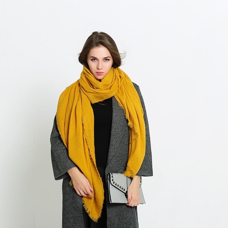 Scarves KENSHELLEY Western Style Fashion Scarf Four Seasons Solid Color Shawl Luxury Plain Cashmere Soft Fringe