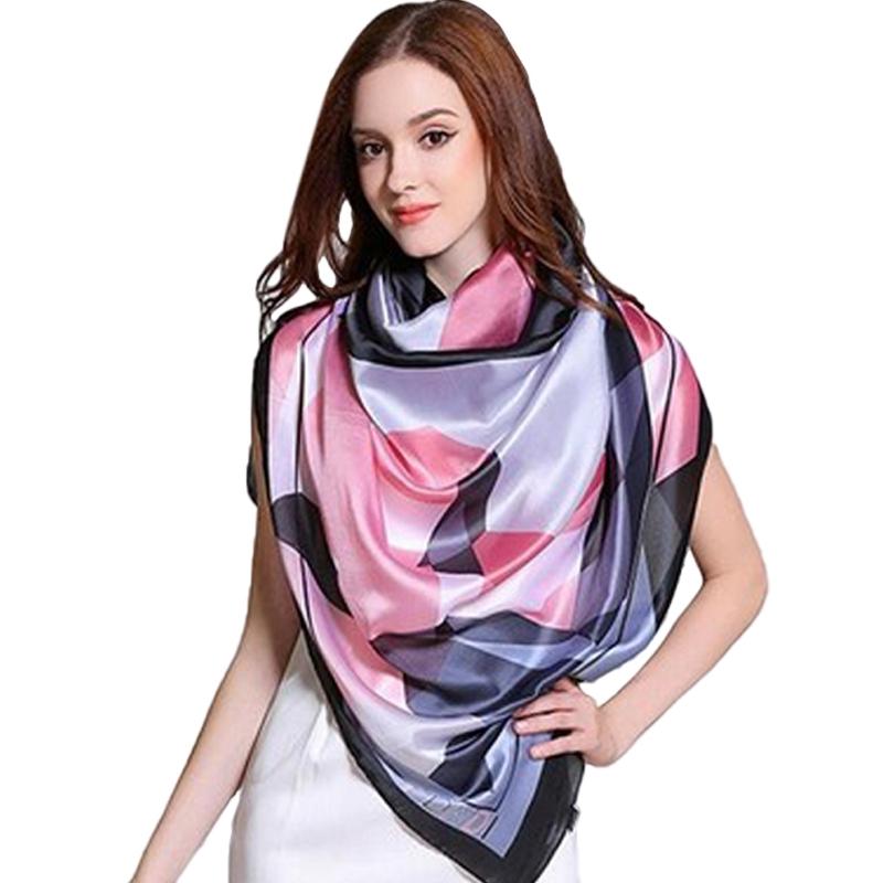 Scarves Kf-Ladies Fashion Scarf Geometric Print Soft And Comfortable Sunscreen Shawl Beach Headscarf