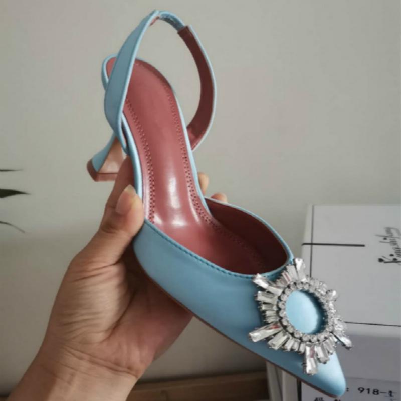 Dress Shoes 2021 Women Sandals Elegant Pointed Toe Slingback Summer Office Lady Fashion High Heels Gladiator Woman