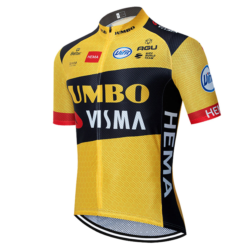 TOUR DE FRANCE 2021 Pro Team JUMBO VISMA Short Sleeve Cycling Jersey Summer Quick Dry Bicycle Clothing MTB Bike Jersey Ropa Ciclismo