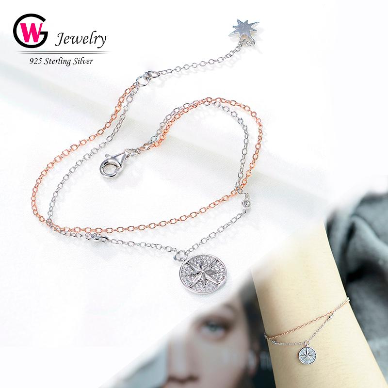 Link, Chain 2021 Arrival S925 Silver Star Charms Bracelet For Women Fashion Accessories Bracelets Bangles Party Jewelry Gift Femme Beach