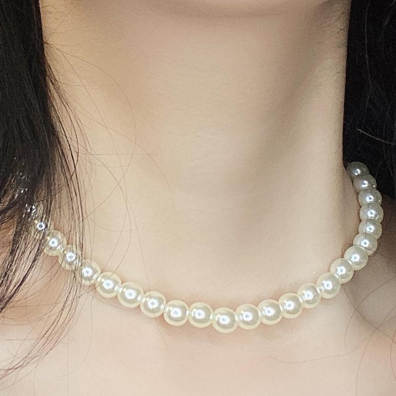 Chokers Elegant White Imitation Pearl Choker Necklace Big Round Wedding For Women Charm Fashion Jewelry