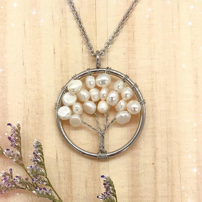 Pendant Necklaces 50mm Big Circle Tree Charm Dangle Lucky Life Gifts Real Baroque Pearls Natural Freshwater