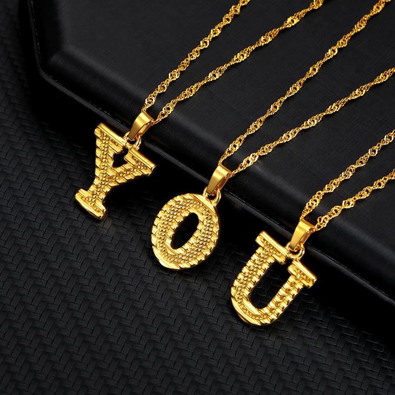 Pendant Necklaces Collier Femme Capital Letter Neckaces For Women Boho Jewelry English Name Alphabet Initial Necklace Friend Gift