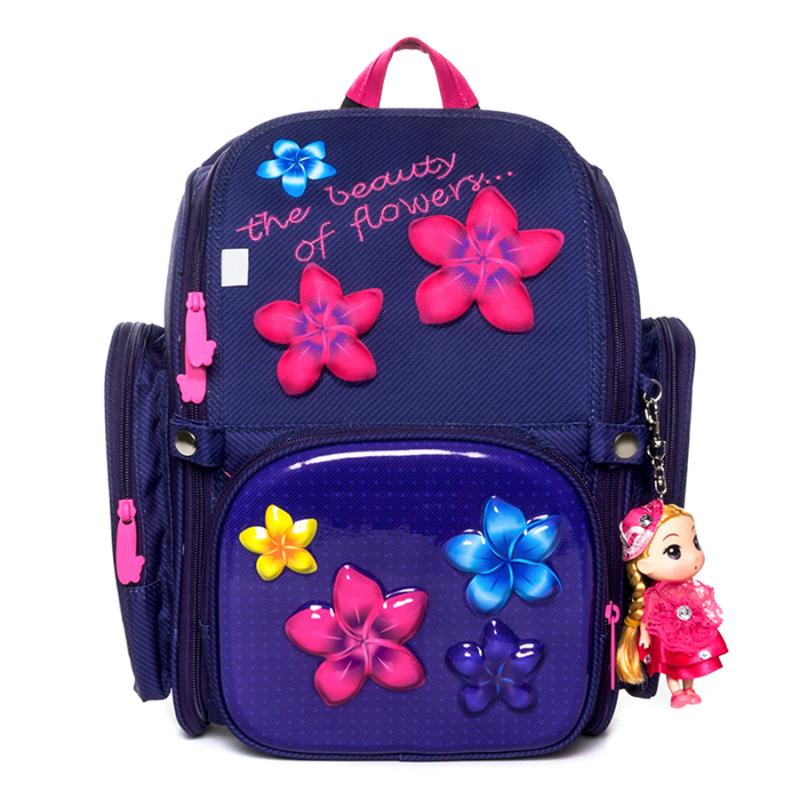 School Bags 6-117 Cartoon Children Backpack For Girls Floral Pattern Backpacks Orthopedic Student Fold Satchel Mochila Infantil