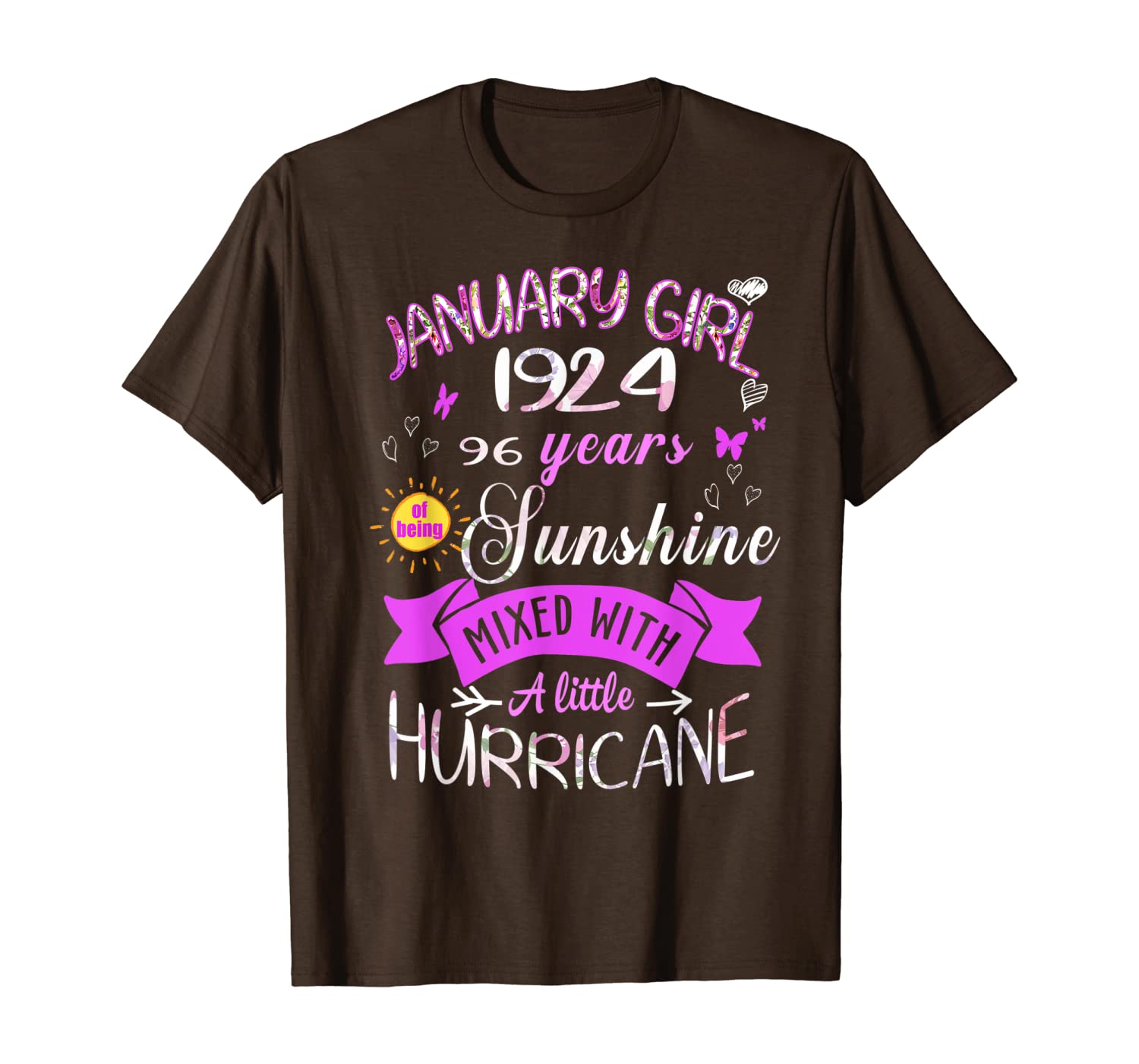 January 1924 Birthday Gifts Floral Tee For Teens T-Shirt