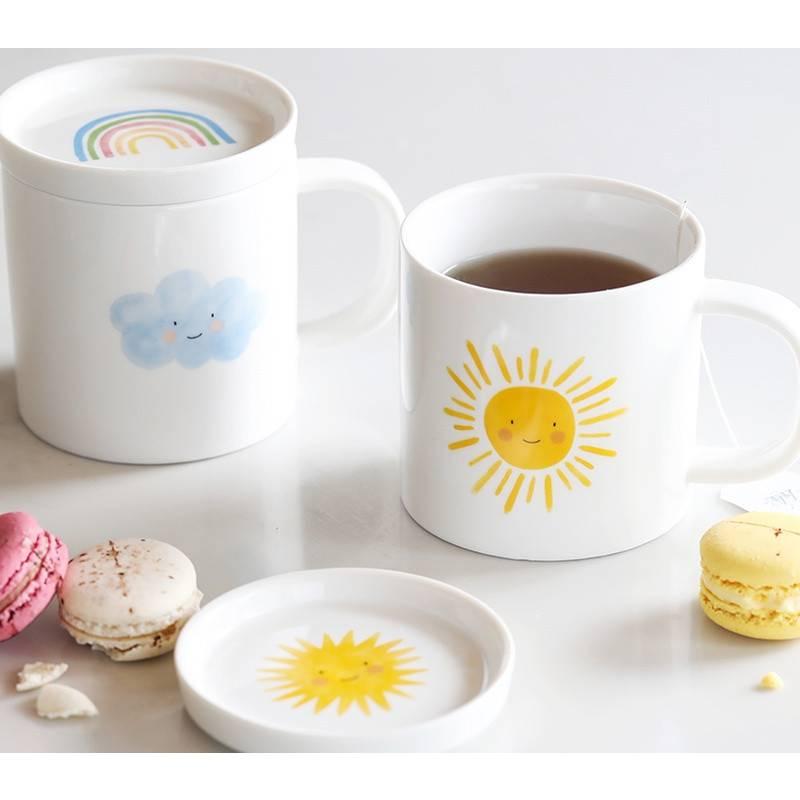 Mugs Creative Cute Weather Ceramics With Lid Coffee Mug Milk Tea Office Cups Drinkware The Birthday Gift