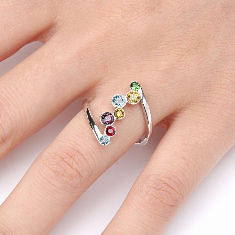 Cluster Rings Fashion Women Creative S925 L Colorful Round Ring Party Bride Anniversary Gift Jewelry
