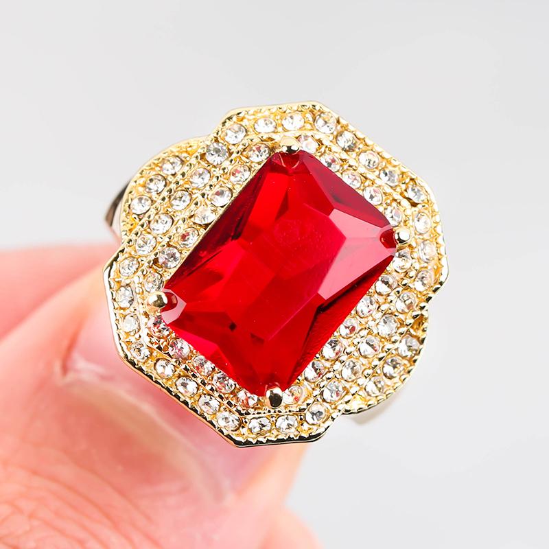 Cluster Rings Fashion Red Square Zirconia Stone Finger For Men Charming With White Crystal Jewelry Women Party Gifts