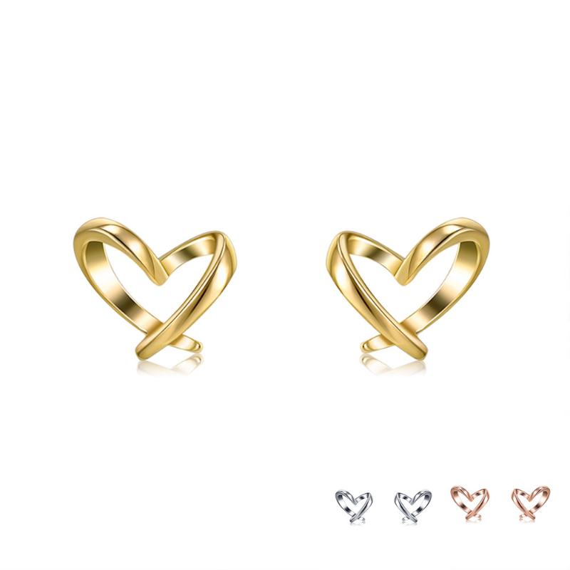 Stud ZEMIOR S925 Sterling Silver Cute Heart Earrings For Women Simple Gold Color Tiny Earring Fine Jewelry Engagement Gift