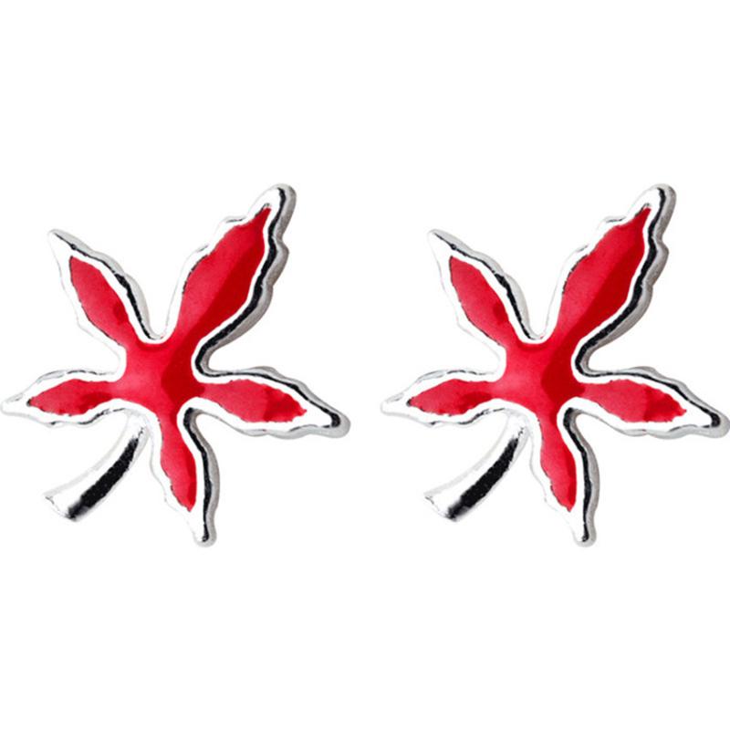 Stud Earrings 925 Sterling Silver Red Enamel 2021 Jewelry Gift For Canada