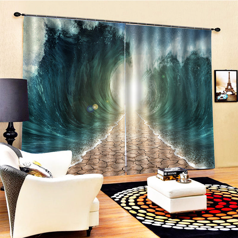 Photo wave curtains 3D Curtain Printing Blockout Polyester Photo Drapes Fabric Decoration curtains