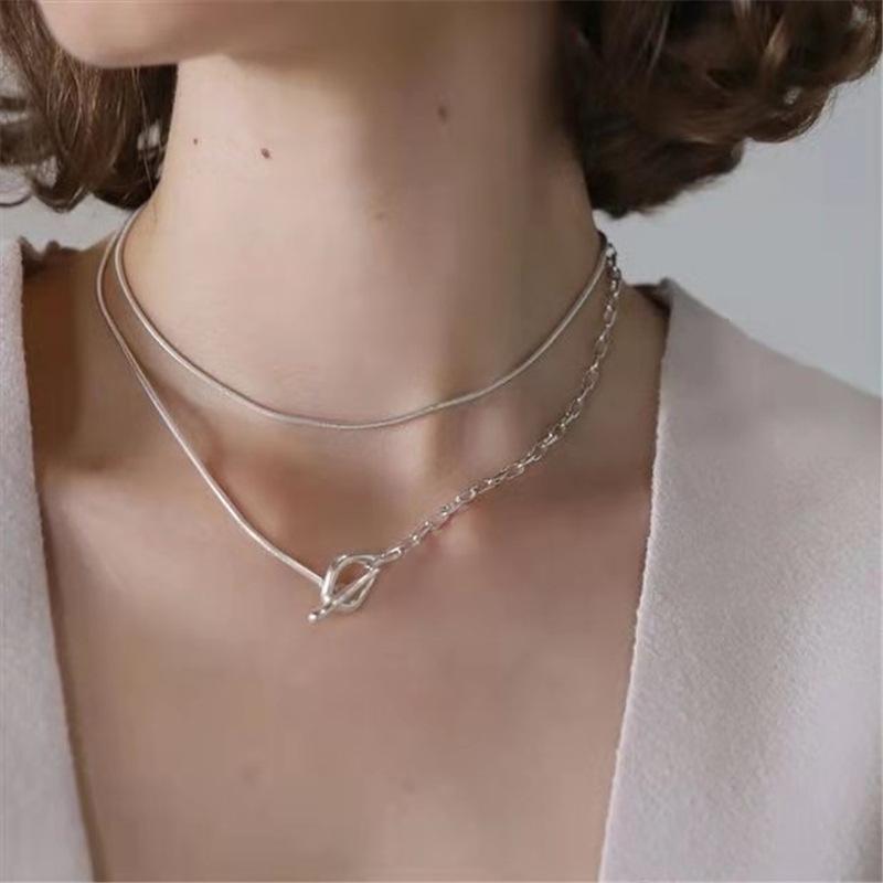 Pendant Necklaces TIMEONLY Japanese Style Oversize Letter Necklace Small Link Long Sweater Chain For Women Lover D S Jewellery