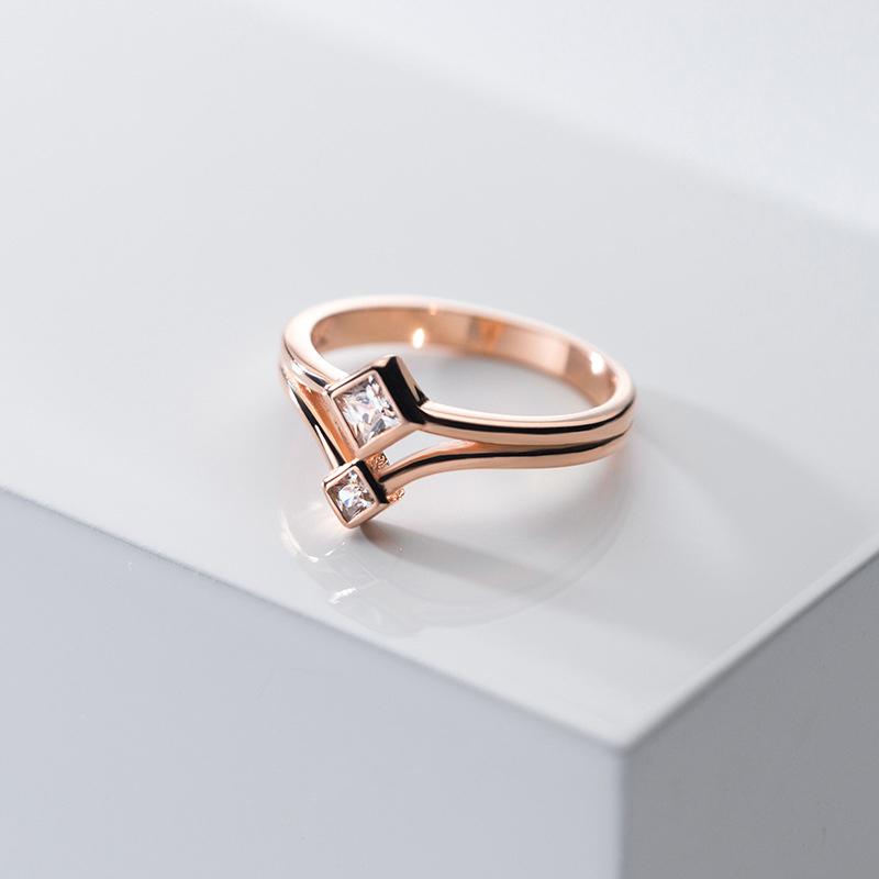Cluster Rings MIQIAO 925 Sterling Silver Woman Jewelry Fashion Female Gift Engagement Simple Refined Geometric Square Zircon Rose Gold