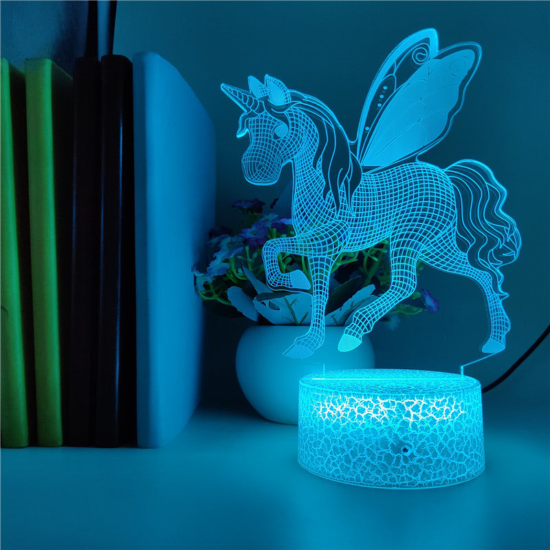 USB Night Light LED 3D Illusion Nightlight Touch Switch Unicorn Lamp Home Hotel Party Decor Kids Birthday Gift Bluetooth Speaker