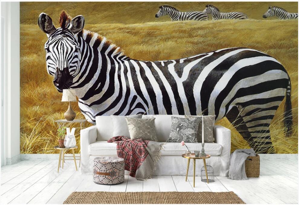 3d wallpaper on the wall custom photo mural Modern hand drawn african zebra living room home decor 3d wall murals wallpaper for walls 3 d