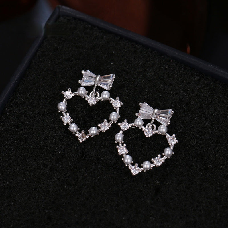 Sweet Stud Earrings Girl Lady Love Romantic Gift 18k White Gold Filled Fashion Jewelry