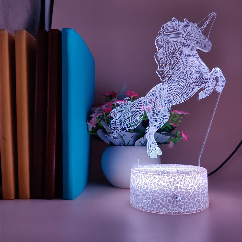 Cute Unicorn Night Light LED Bedside Acrylic 3D Desk Lamp Bluetooth Base Nightlight Kids Gift Holiday Birthday Room Party Decor Dropshipping