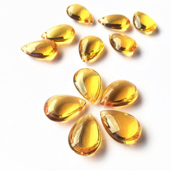 Chandelier Crystal 12pcs 16*22mm Smooth Gold Glass Tear Drop Pendants (Free Rings)For Chandelier- Curtain Parts, Diy Jewelry