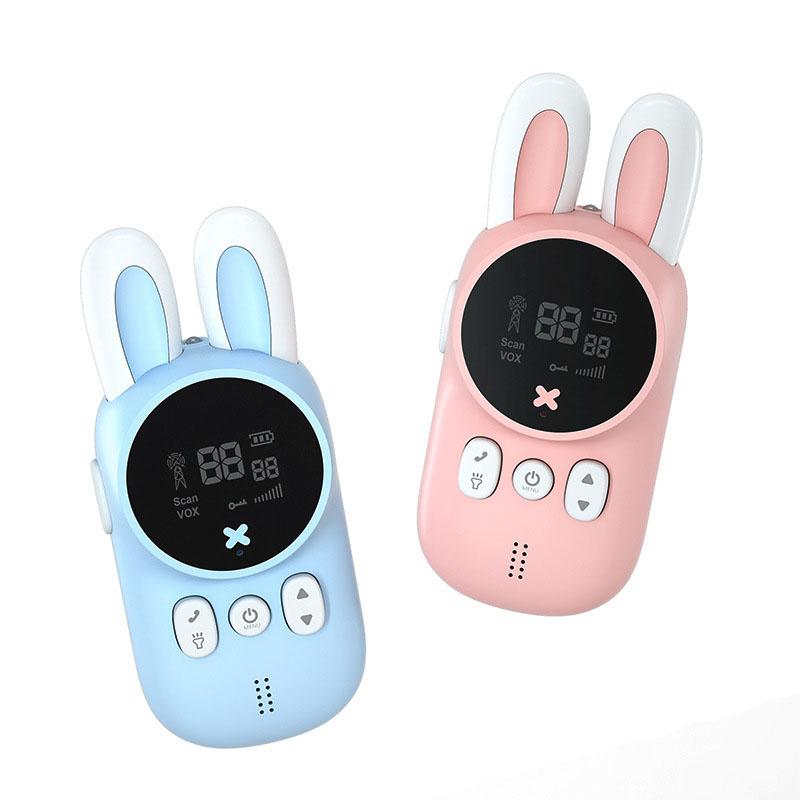 Walkie Talkie 2PCS Children&#039;s Kids Mini Toys Handheld Radio 3KM Range UHF Lanyard Interphone Baby Gift