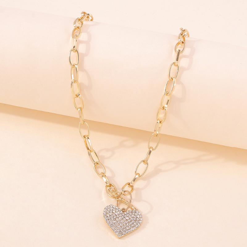 Pendant Necklaces Fashion Crystal Heart Necklace Hip Hop Jewelry Chokers For Women Neck Chain