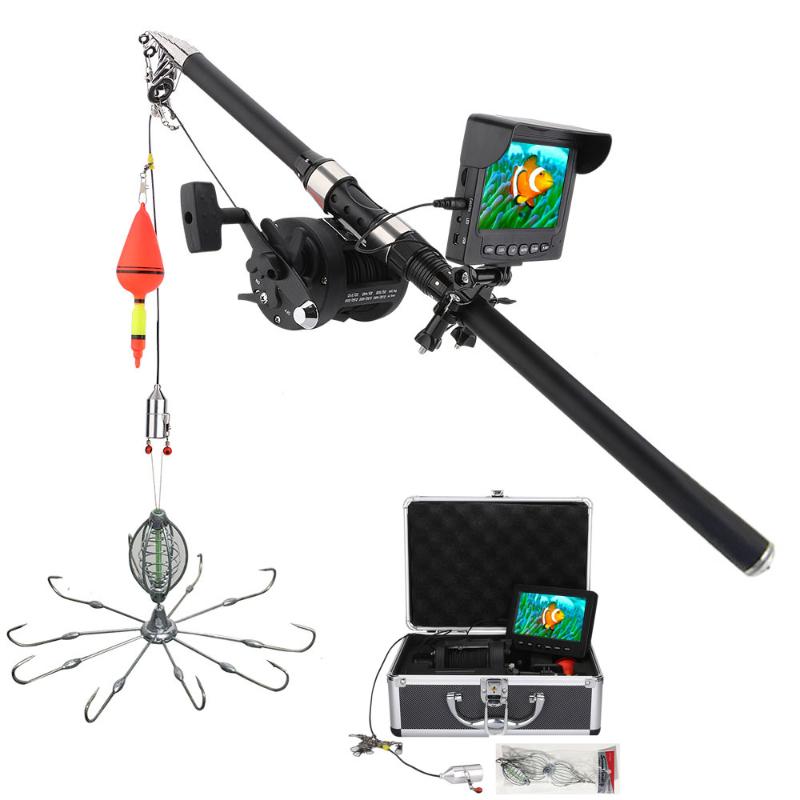 Cameras 20M 30M Underwater Fish Fishing Finder Kit 1000TVL Aluminum Alloy Video Camera 4.3&quot; Monitor Hooks And Cable Pulley