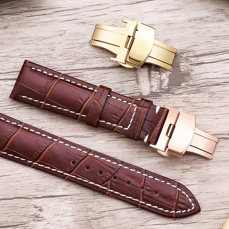 Watch Bands Wristband Bracelet Band Alligator Grain Men Women Genuine Leather Strap Butterfly Buckle 14mm 16mm 18mm 20mm 22mm
