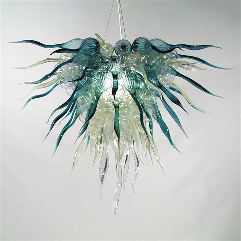 Art Deco Custom Made Pendant Lamps 24X24 Inches Nordic Hand Blown Glass Chandelier with LED Multi Colored Italian Style Indoor Lighting for Home Dec