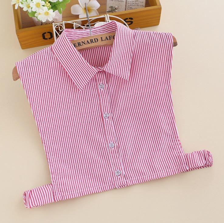 Chokers Women Sweater Dress Clothing Accessories Pure Red &Blue Color Stripe Detachable Lapel Choker Necklace Fake False Collar 2021