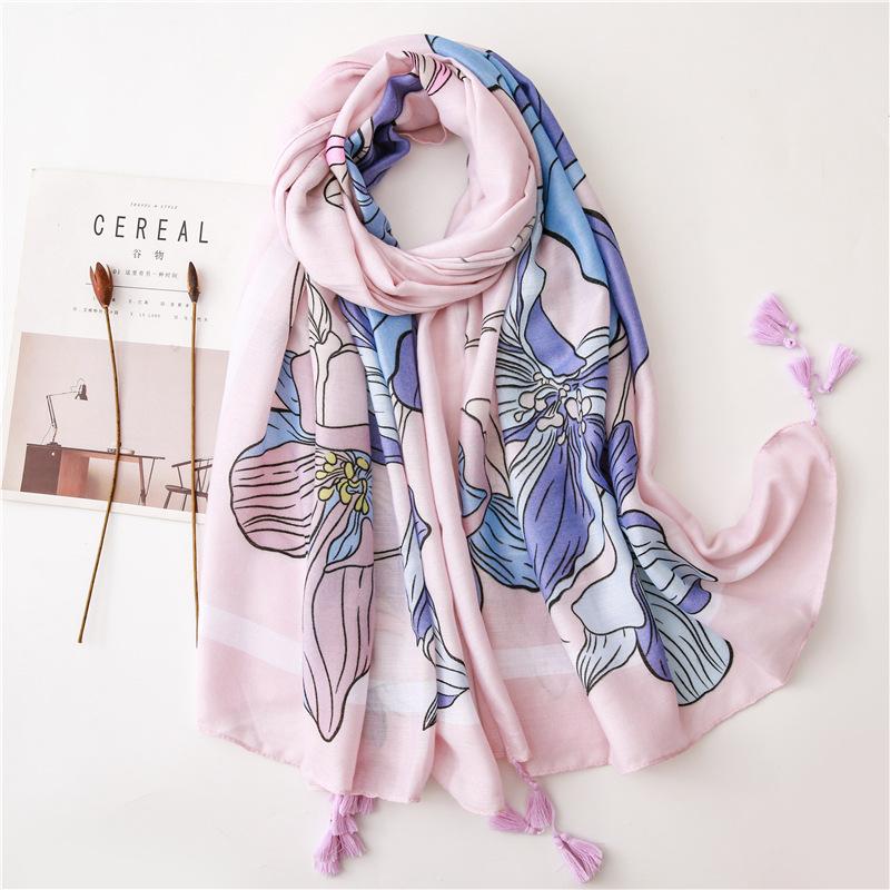 Scarves 2021 Women Scarf Shawls Lady Neck Wrap Floral Hijab Foulard Female Bandana Fashion Wear Gift For