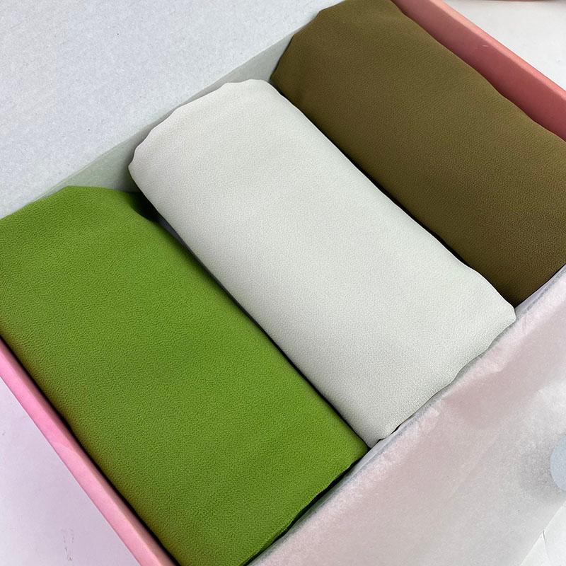 Scarves Wholesale Heavy Chiffon Scarf Hijab With Box Malaysian Muslim Head Ladies Shawl And Wrap Female Foulard Stoles