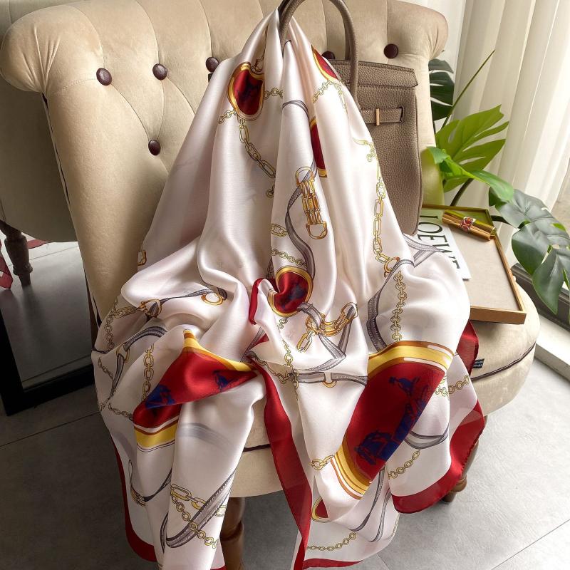 Scarves Silk Scarf Women Large Shawls Female Foulard Design Print Beach Stoles Hijabs Echarpe HeadScarf
