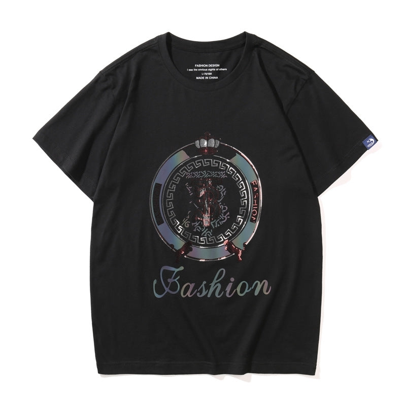 Summer casual loose T-shirt hot drill cotton youth thin men&#039;s wear quality street fashion brand short sleeve