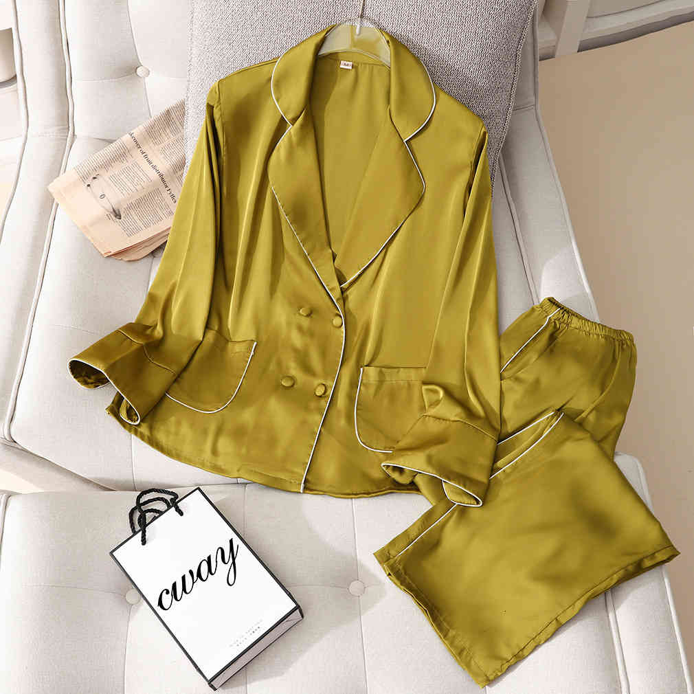 Women&#039;s Shorts Spring New Pajamas Women Long Sleeve Suit With Multi Colors For Home Comfort Thin Ice Silk Pyjamas BICK