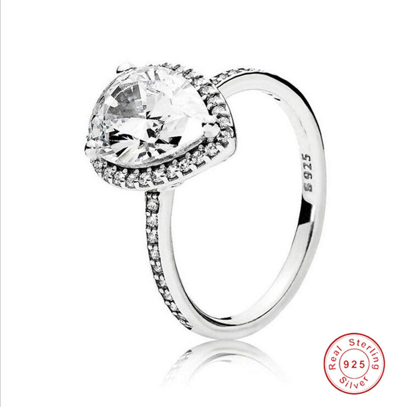 Vintage Fashion Jewelry Real 100% 925 Sterling Silver Never Fade Pear Cut 5A Cubic Zircon Eternity Ring Party Women Wedding Band Rings Gift