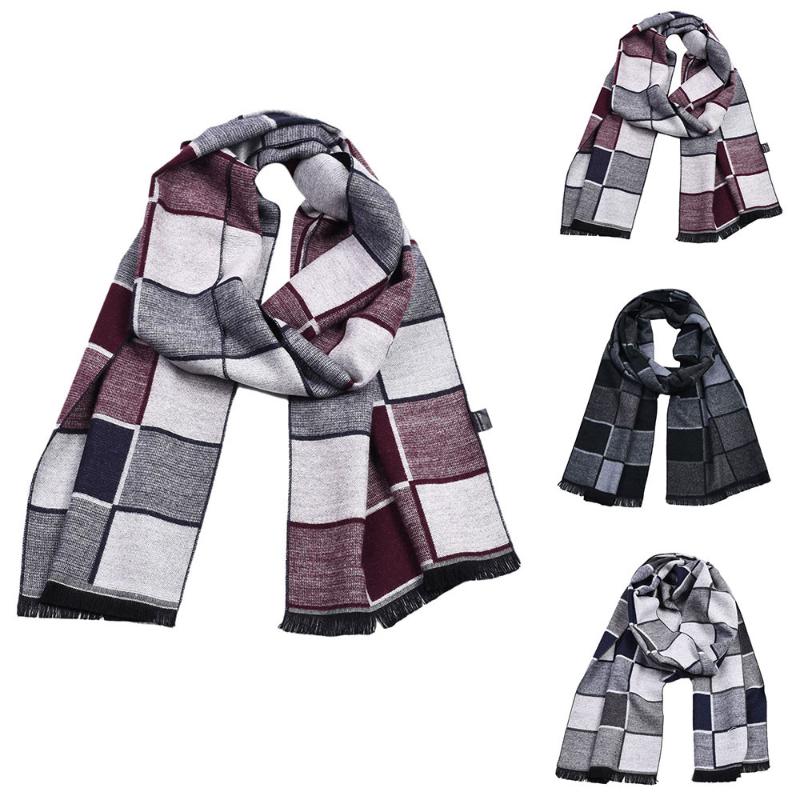 Scarves Classic Autumn Winter Warm Plaid Man Scarf Cashmere Wool Soft Striped Knit Custom Long 2021 High Quality Bufanda1204