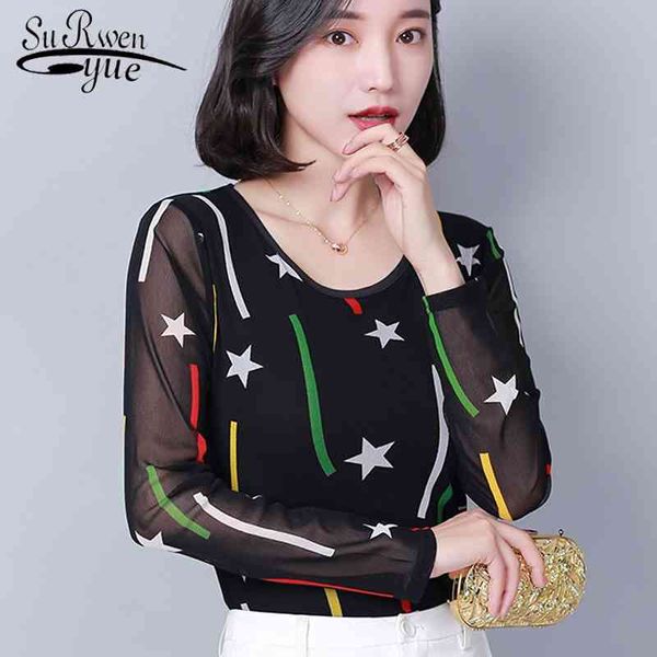 shirt fashion woman long sleeve blouses printed female clothing patchwork plus size women&#039;s tops feminine blusa 1072 40 210521