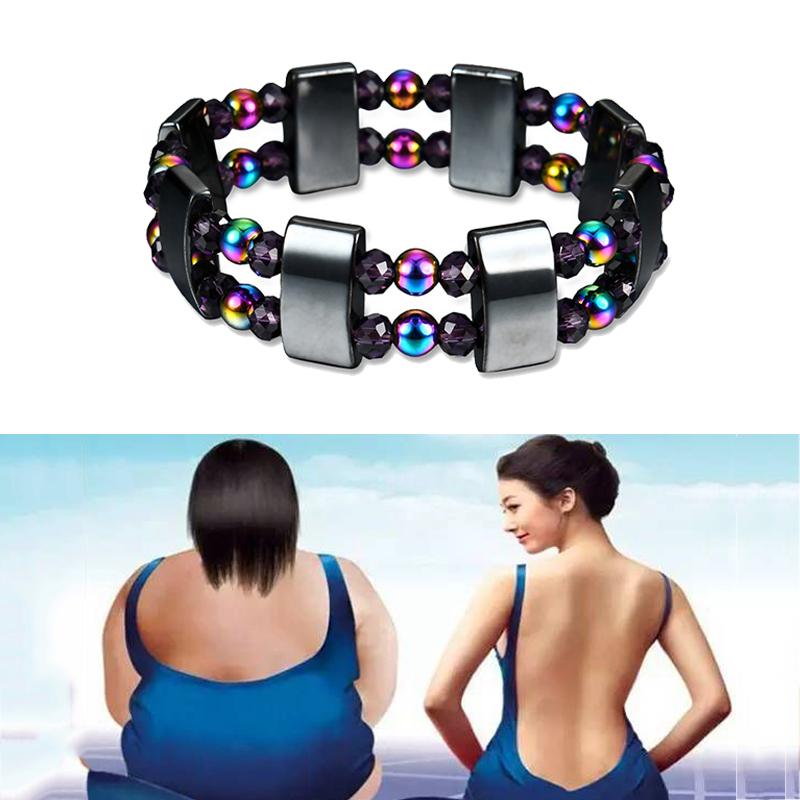 Link, Chain Colorful Stone Magnetic Therapy Bracelet Anklet Women Men Stretch Beaded Bracelets Weight Loss Slimming Health Care Jewelry Gift