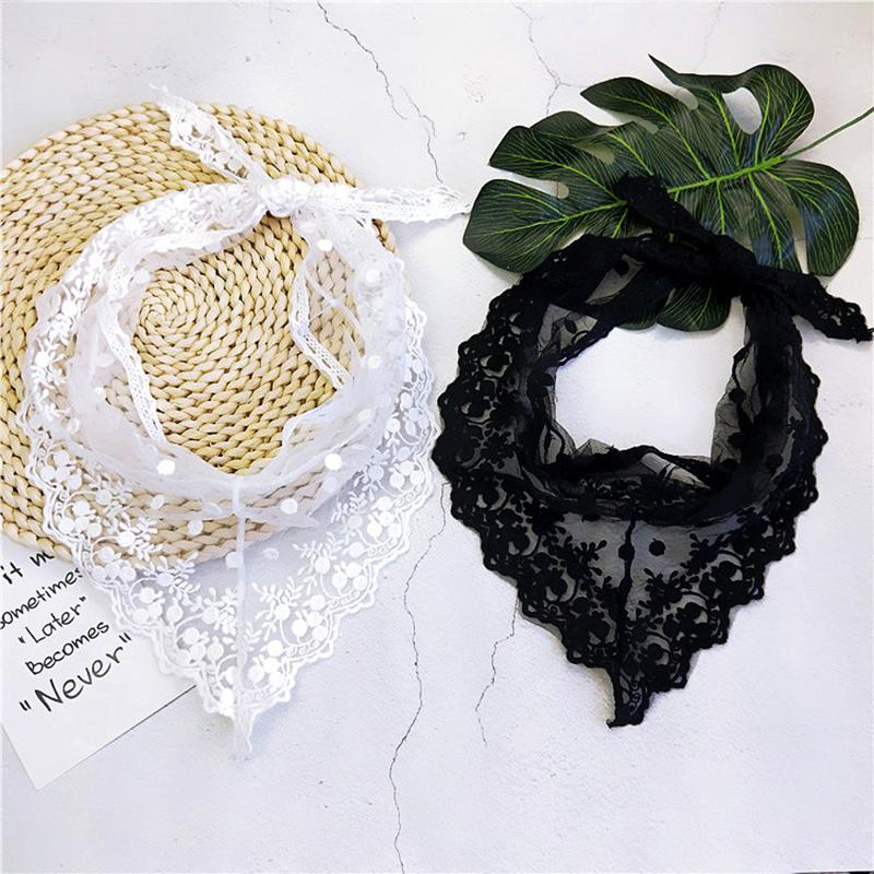 Scarves Triangle Lace Face Hair Head Wrap Scarf Women Accessories Neck Decoration Neckwear Handkerchief Headband Shawl White