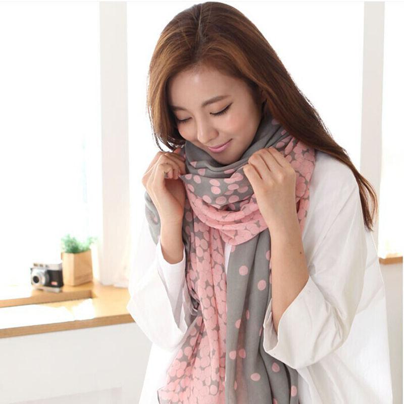 Scarves 1 Pc Chic Fashion Lady Soft Chiffon Cute Dot Scarf Wrap Women&#039;s Long Candy Color Voile Neck Shawl Stole