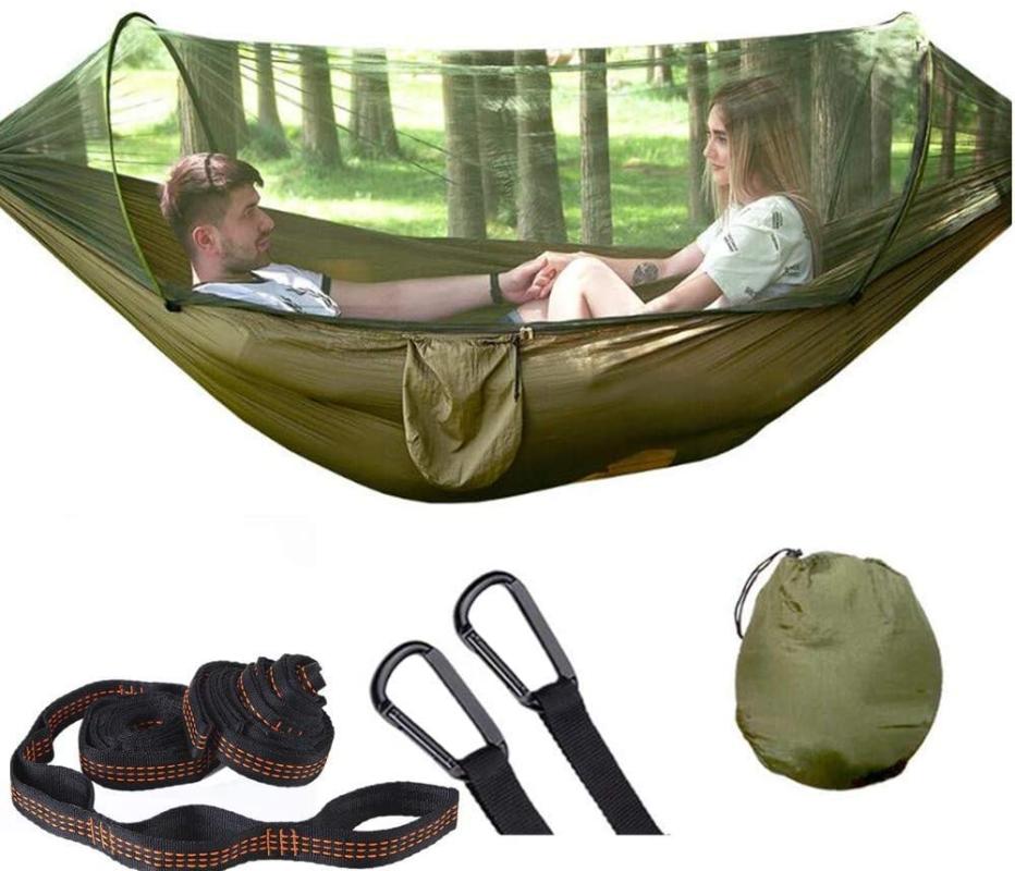 Camp Furniture Camping Hammock With Mosquito Net -Up Light Portable Outdoor Parachute Hammocks Swing Sleeping Stuff