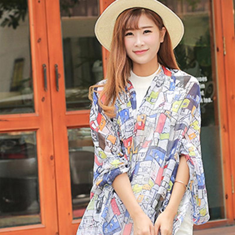 Scarves Patchwork Color Holiday Soft Comfortable Voile Breathable Summer Beach Protective Printed Women Scarf