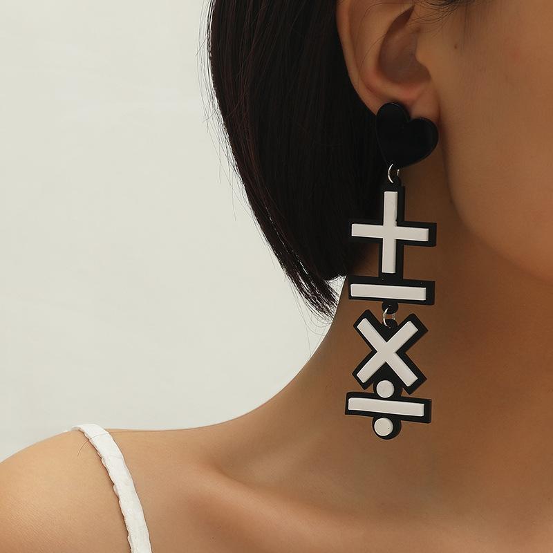 Dangle & Chandelier Unusual Symbol White Acrylic Earrings For Women Fashion Geometric Dangling Designer Unique Funny Party Cool Jewellery