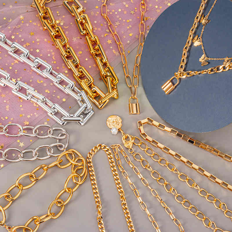 2021 Fashion Pearl Choker Necklace for Women Multi-layer Portrait Gold Sier Colour Chain Necklaces Female Trend Party Jewelry