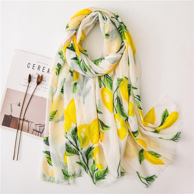 Scarves 2021 Fashion Summer Scarf For Women Lady Viscose Shawl Tropical Print Head Beach Hijab
