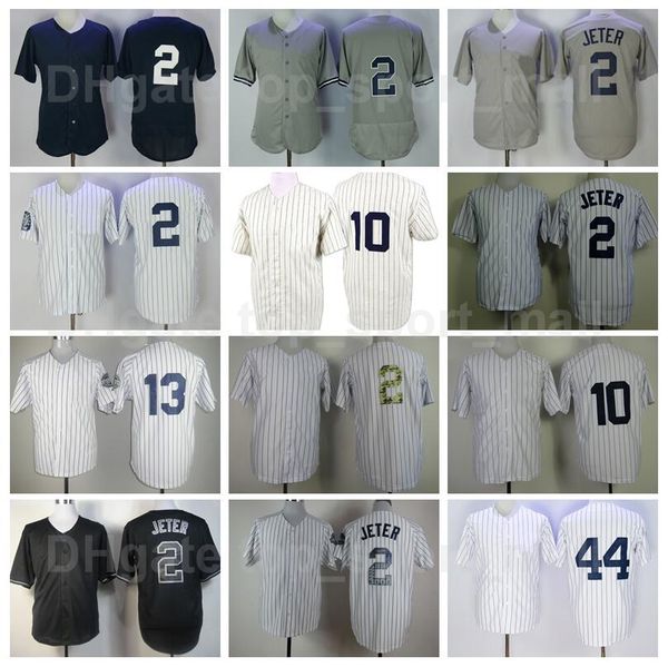 Retro 1951 1977 Vintage Baseball 2 Derek Jeter Jersey Retire 10 Phil Rizzuto 13 Alex Rodriguez 44 Reggie Jackson Cooperstown Flexbase Cool B