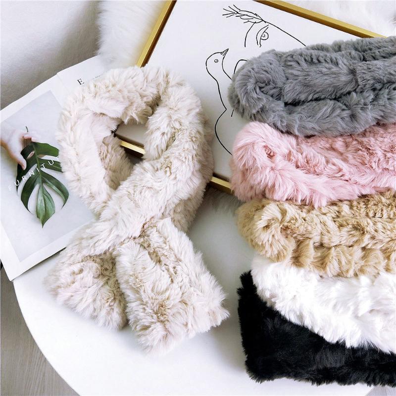 Scarves Plush Solid Color Scarf Women Autumn Winter Thickened Long Section Fashion All-Match Pullover Girl