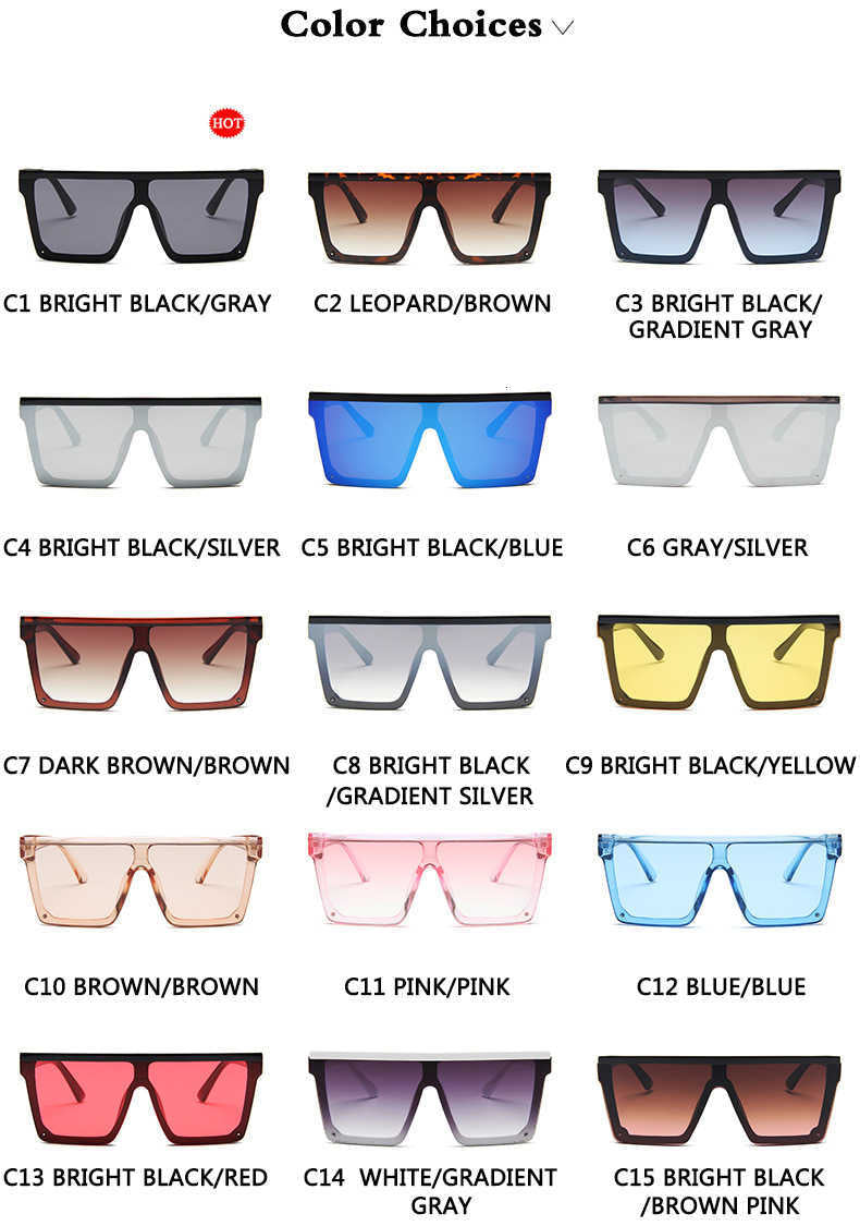 Luxury designer Sunglasses 2021 Oversized Women Big Frame Square Flat Top Rivet Gradient Lens Sun Glasses Female Men Vintage Mirror Shades UV400 060