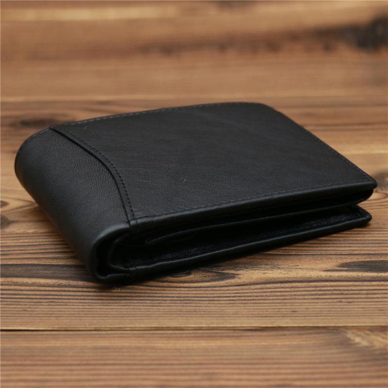 Wallets Men Genuine Leather Wallet Short Slim Male Purses Money Cash Holders Coin Pocket Bag Fashion Black
